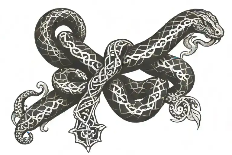 Cross With Snake Intertwined