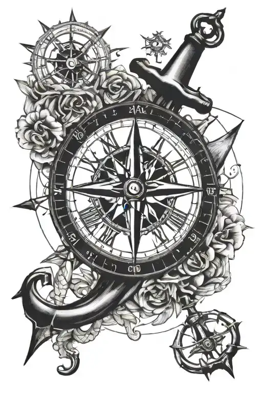 Compass Anchor Clock Face