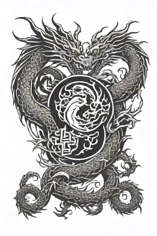 Yin And Yang Dragon Tattoo Design