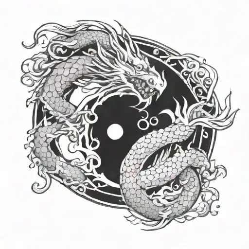 Yin And Yang Dragon Tattoo Design
