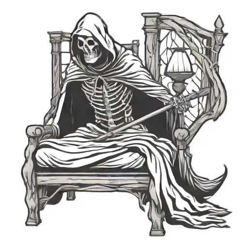 Grim Reaper Standing By The Bed
