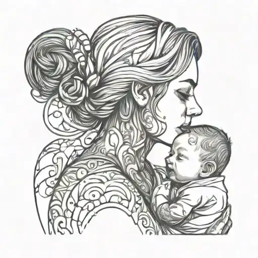 Mom And Baby Boy Looking