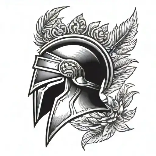 Spartan Helmet Wearing A Laurel Wreath Crown
