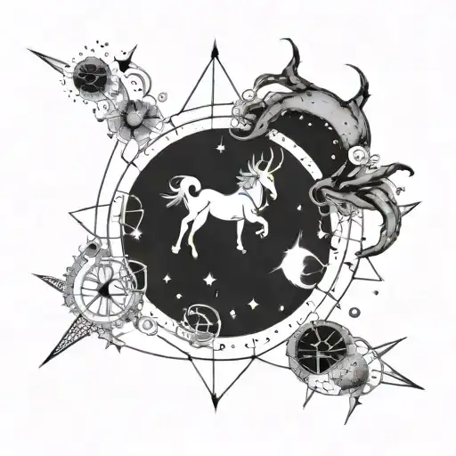 A Celestial Design Combining The Aquarius And Sagittarius Constellations
