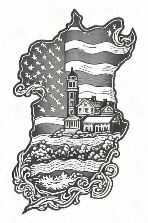 New Hampshire With American Flag In It