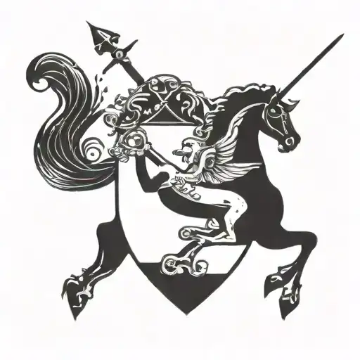 A Coat Of Arms With A Sagittarius Inside Representing