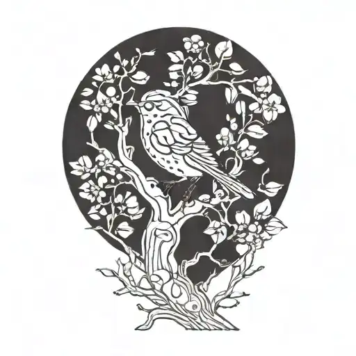 Bird In Tree Single Branch Representing Children