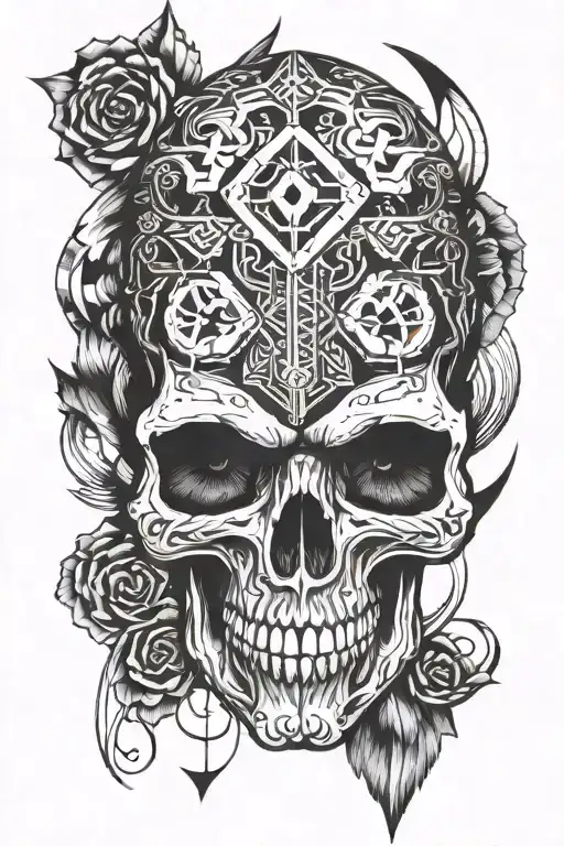 Skull Vig Visir Symbol With Geometric