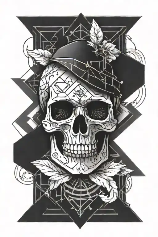 Skull And Vig Visir Symbol With Geometric