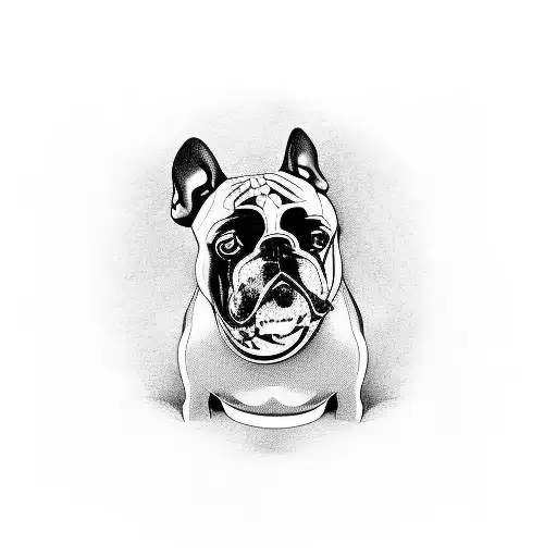 French Bull Dog With His Daddy Owner Walking Through The Woods