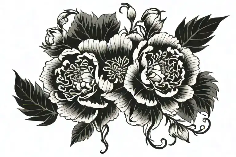 Single Vine Growing Peony Flowers