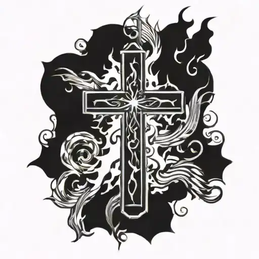 Christian Cross And Fire
