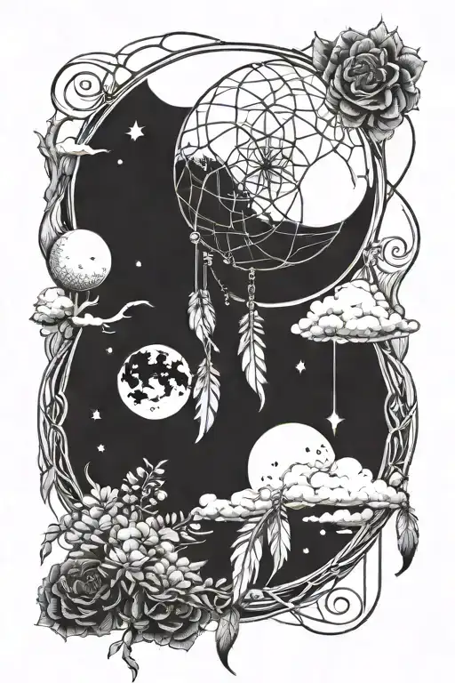 Sun And Moon Turns Into Dream Catcher