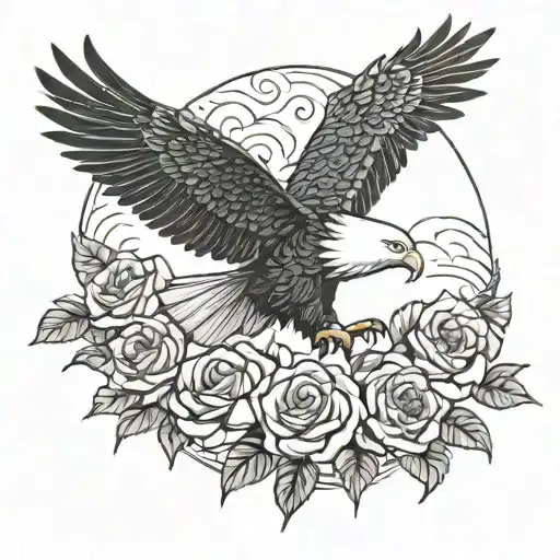 Eagle Over A Bed Of Roses