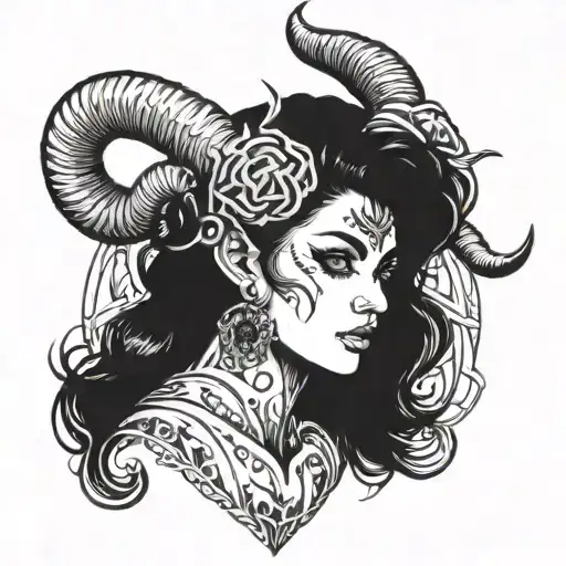 Aries Girl With Horns