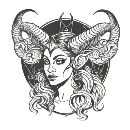 Aries Girl With Horns
