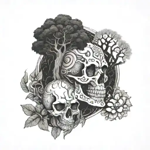 Skull And Hati With World Tree