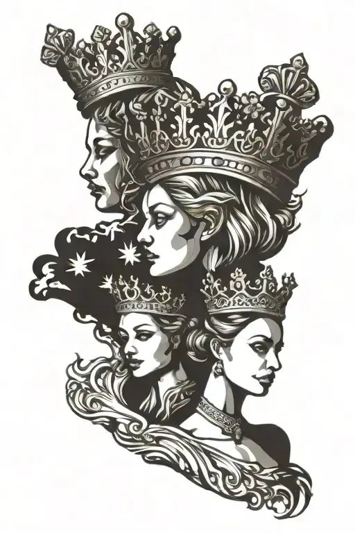 King With Queen And Princess Crown