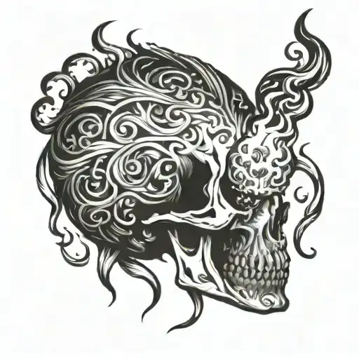 Skull Theme Little Girl Lighting Piece Of Paper On Fire