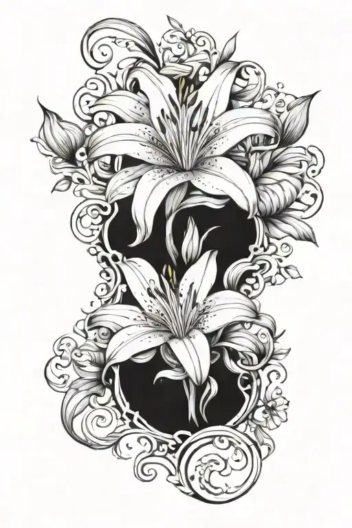 The Name Lily With Lily Flowers And Vines Wrapping