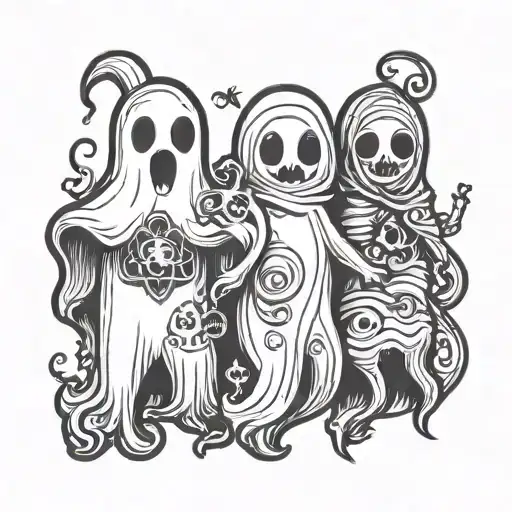 Cute Spooky Ghosts For 3 Best Friends