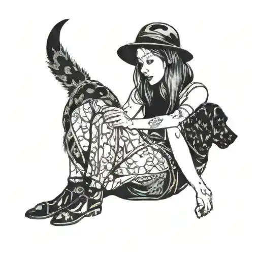 Side Girl Sitting With Dog Seeing Her Face