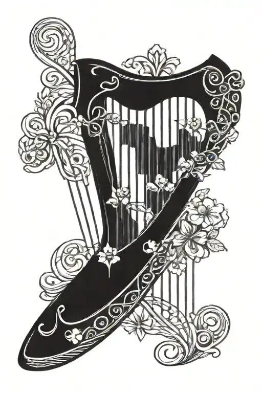 Irish Harp With Celtic Design Inspired