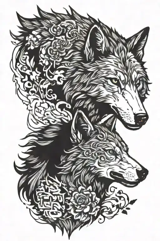 Wolf Left Side Right Side Sheep Face Burning