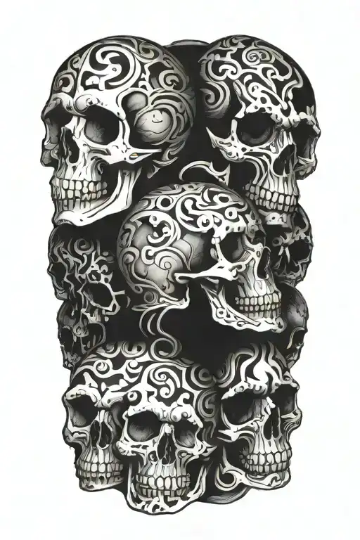 Three Skulls Piled On Top Of Each Other