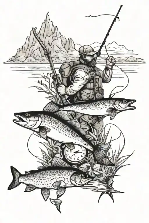 Hunting And Fishing Scene