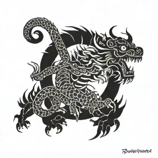 A Dragon Dancing With A Tiger