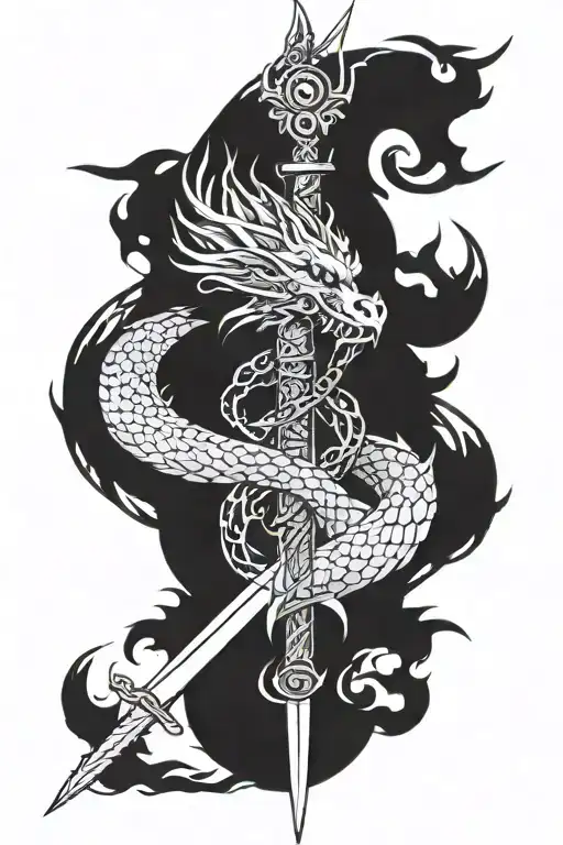 Dragon And Sword Intertwined