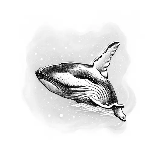 Whale With Little Diver Beside