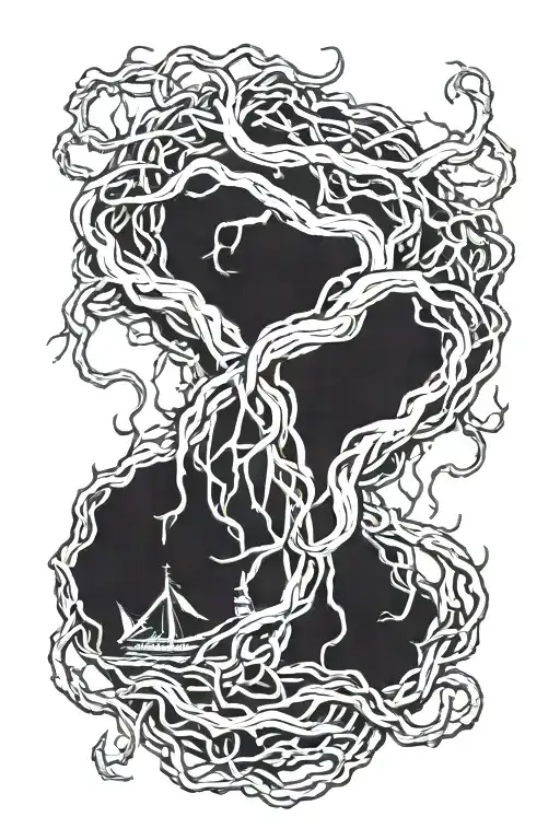 Roots And Brancheswith In Anchor Intertwined Lovecraft Style