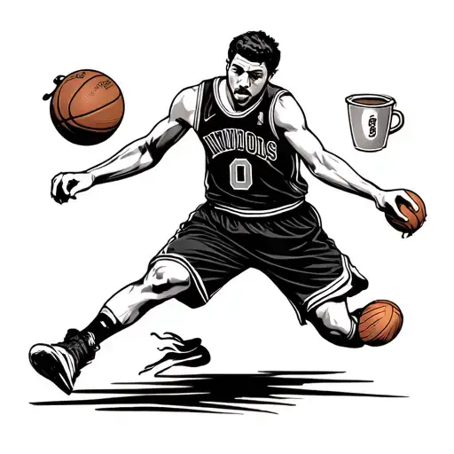A Basketball Player Dribbling A Coffee Cup Instead Of A Ball