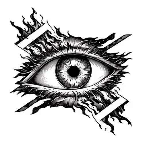 Hand And Wrist Tattoo Of An Eye Stretched Out By Vains Into An X Leading To Fire