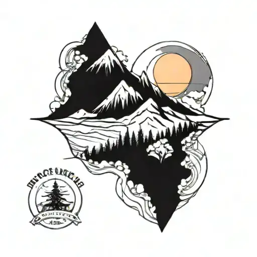 A Snow-covered Landscape With A Hidden Image Of A Sunset Behind The Mountains