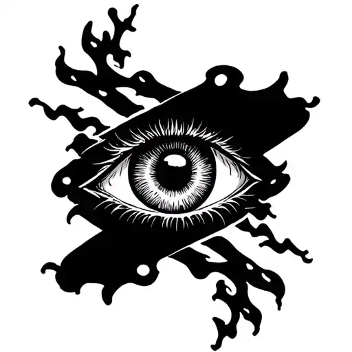 Hand And Wrist Tattoo Of An Eye Stretched Out By Vains Into An X Leading To Fire