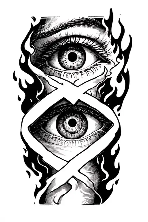 Hand And Wrist Tattoo Of An Eye Stretched Out By Vains Into An X Leading To Fire