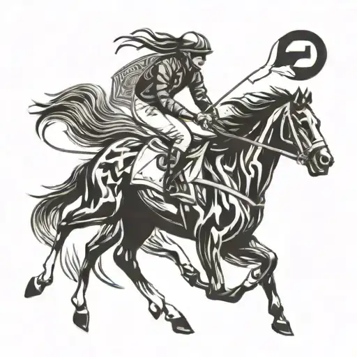 A Horse Racing Across A Field Of Hra Logos Intertwined