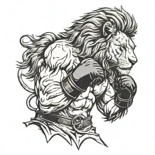 A Lion Wearing Boxing Gloves And Standing In A Fighting Stance