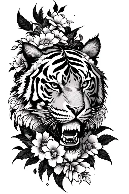 Tiger Warrior With Flowers