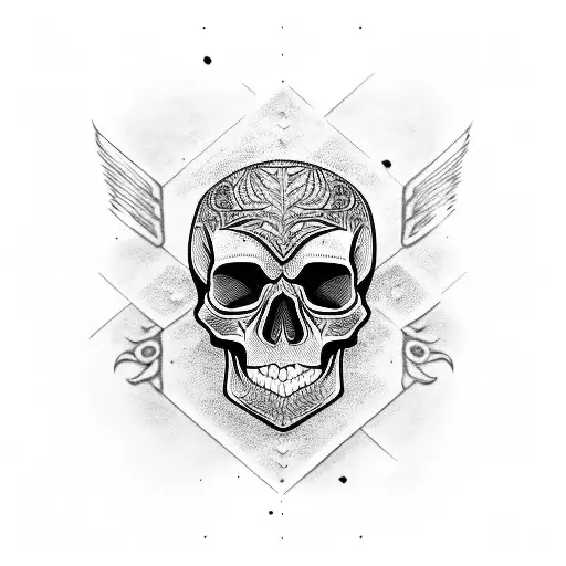 Skull With An Houglass