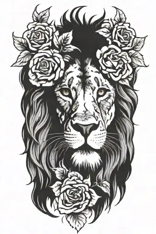 Tim Burton Inspired Lion With A Rose Crown