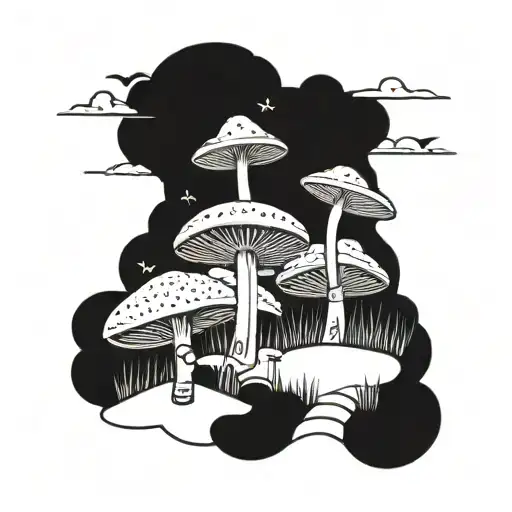 Mushroom Trip Inspired Beach Scene With Friends Playing Beach Tennis