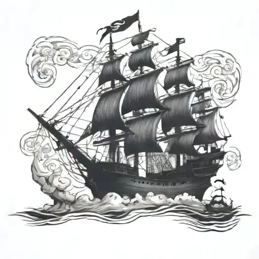 Pirate Map With Ship Inside