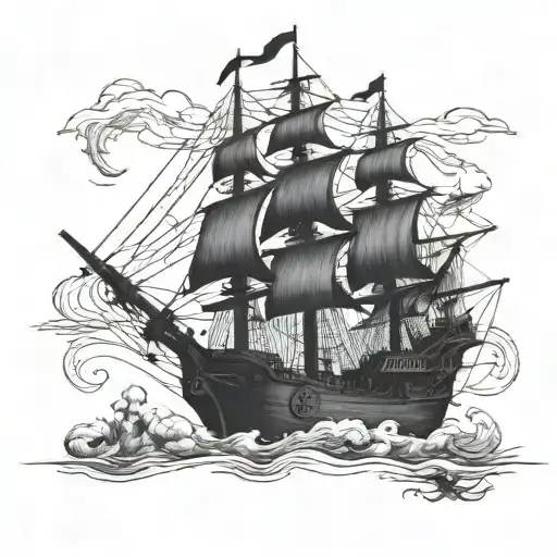 Pirate Map With Ship Inside The Letters