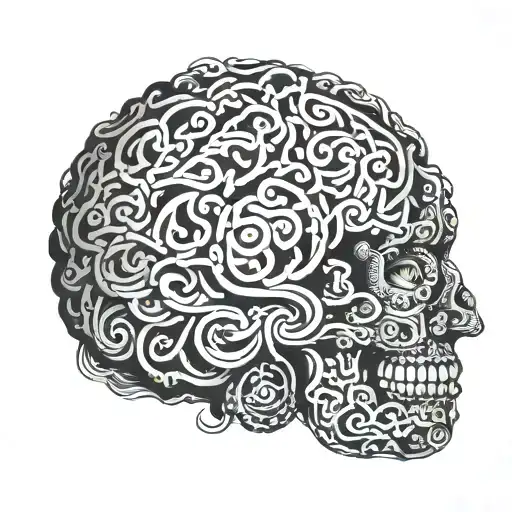 A Stylized Brain With Intricate Patterns Representing Different Aspects Of Psychology
