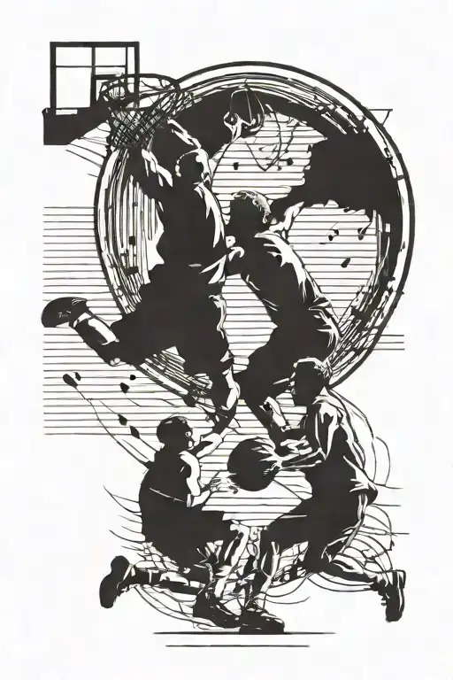 A Romantic Scene Of A Couple Playing Basketball On A Music Sheet