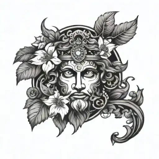 Dionysus Face With Details Representing Different Aspects